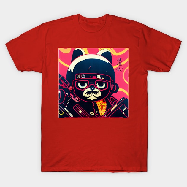 Cutest Frenchie Puppy as a 80's anime T-Shirt by Studiowatermars